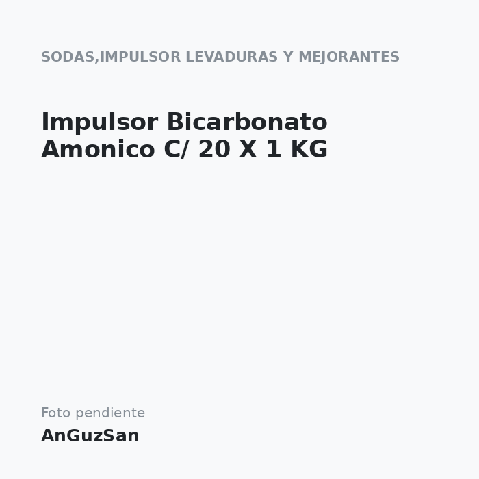 Impulsor Bicarbonato Amonico C/ 20 X 1 KG