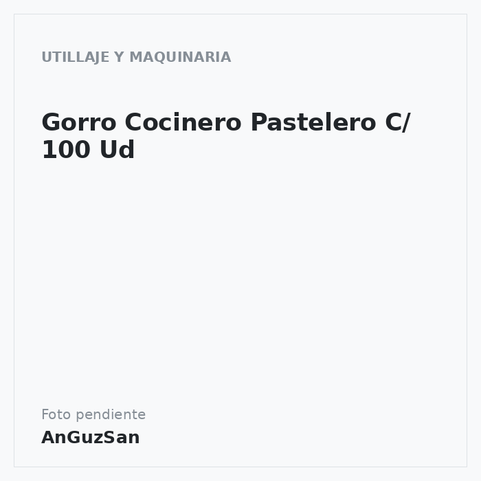 Gorro Cocinero Pastelero C/ 100 Ud
