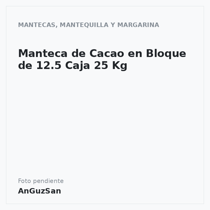 Manteca de Cacao en Bloque de 12.5 Caja 25 Kg