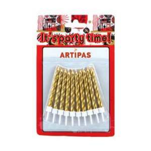 Velas Rizadas Oro + Portavelas
