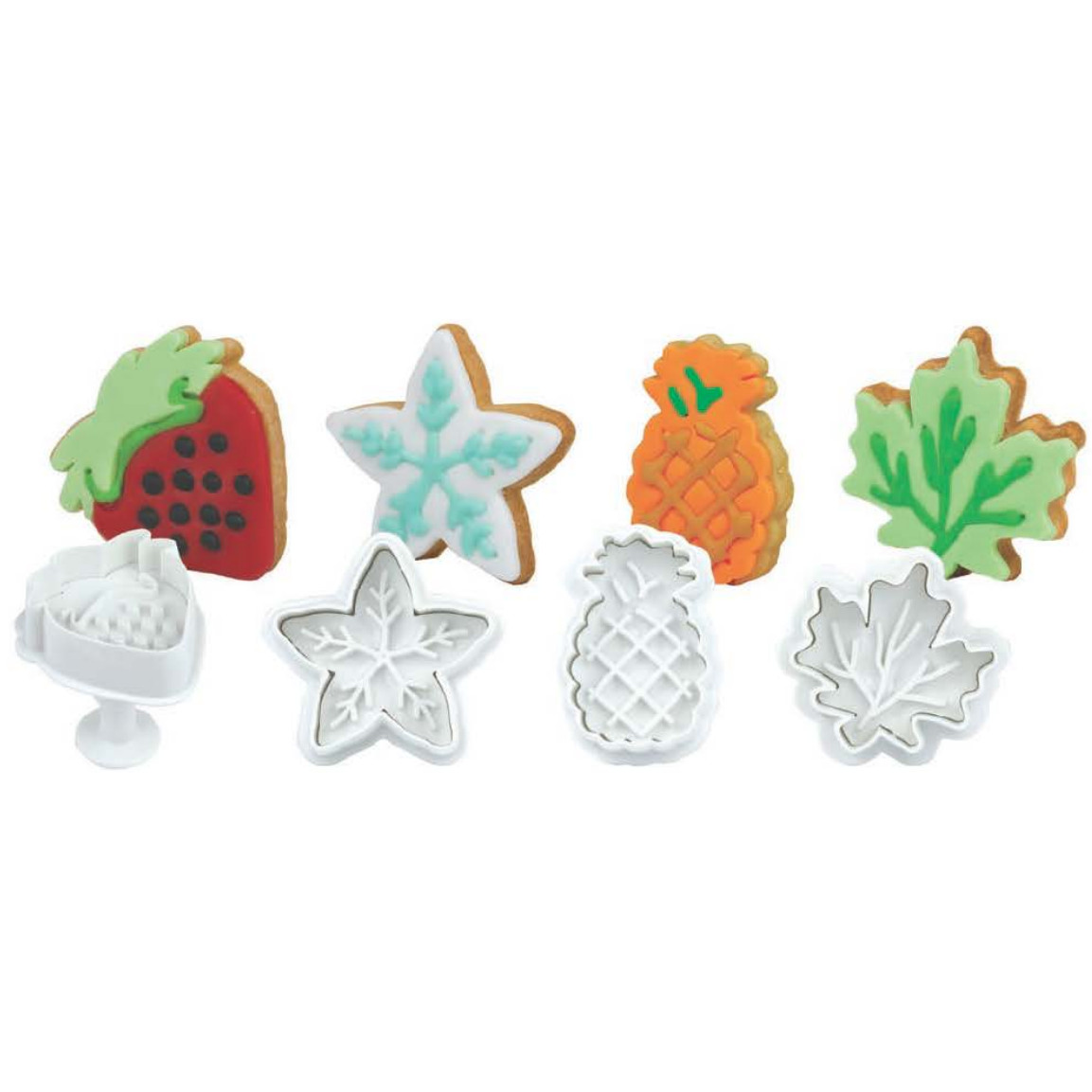 Set 4 Cortantes Hojas Y Frutas