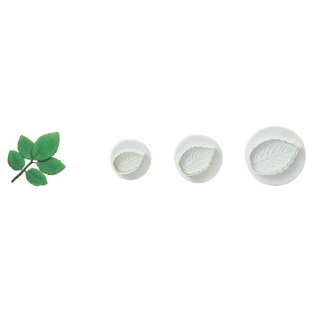 Set 3 Cortantes Hoja De Rosa Pequeña