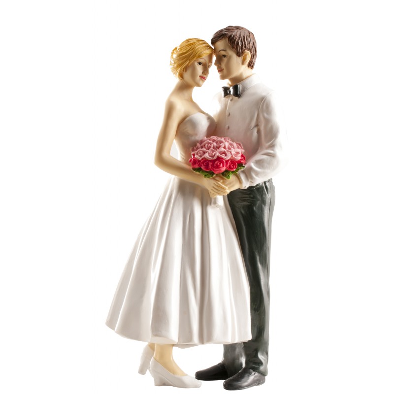 Pareja Boda Con Ramo 16 cm