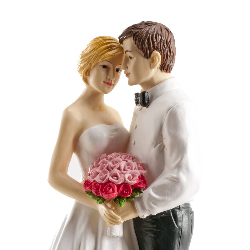 Pareja Boda Con Ramo 16 cm