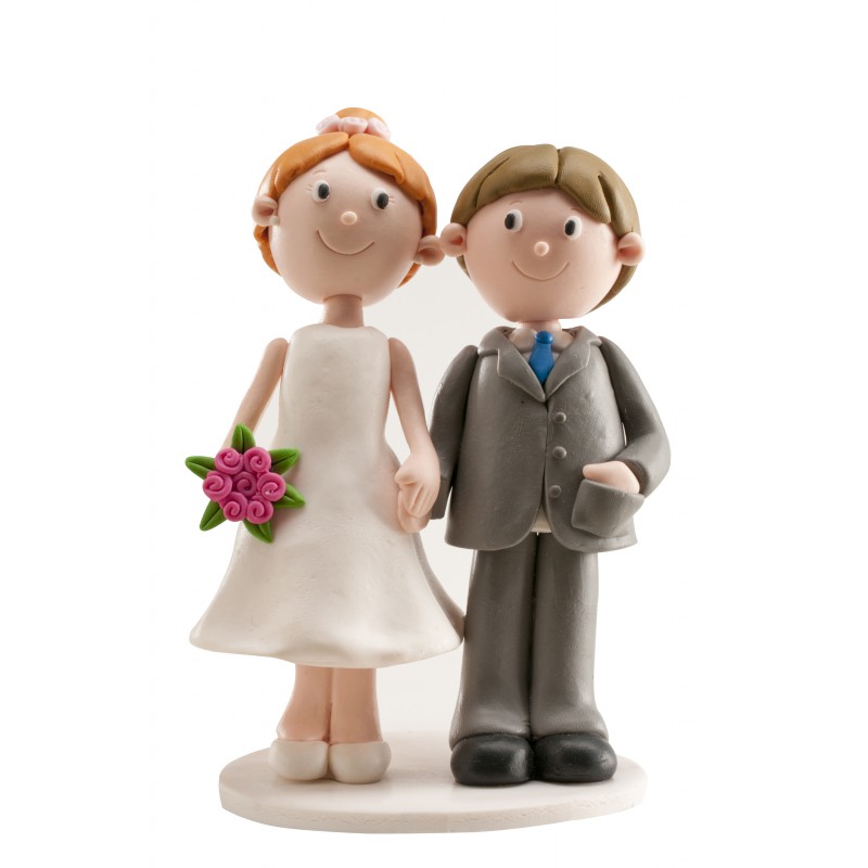 Pareja Boda Clay Cogidos Mano 13 cm