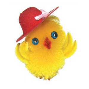 Pollito sombrero rojo c/ lazo 6.5 cm