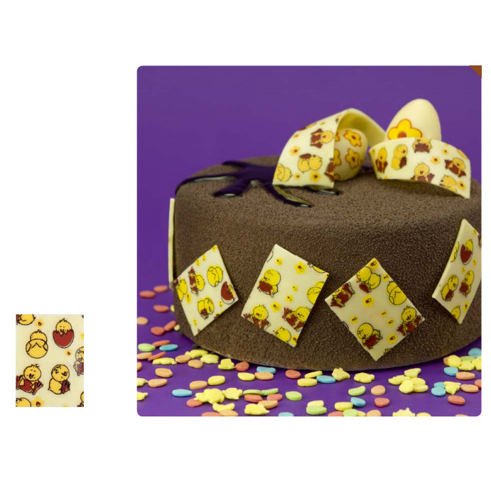 Placa pollito feliz chocolate 35x25 mm