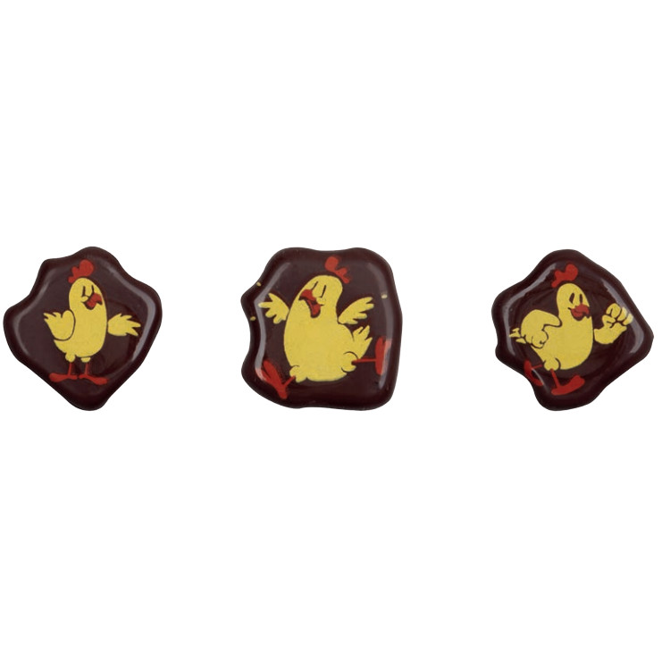 Placa pollito feliz chocolate 35x25 mm