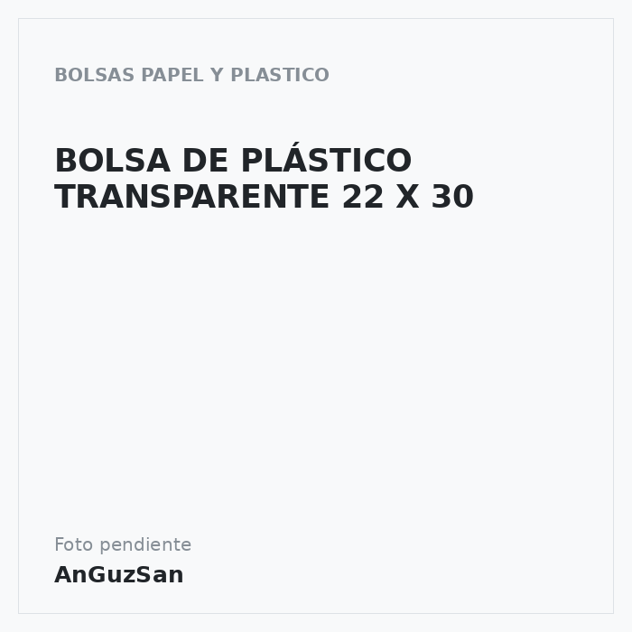 BOLSA DE PLÁSTICO TRANSPARENTE 22 X 30