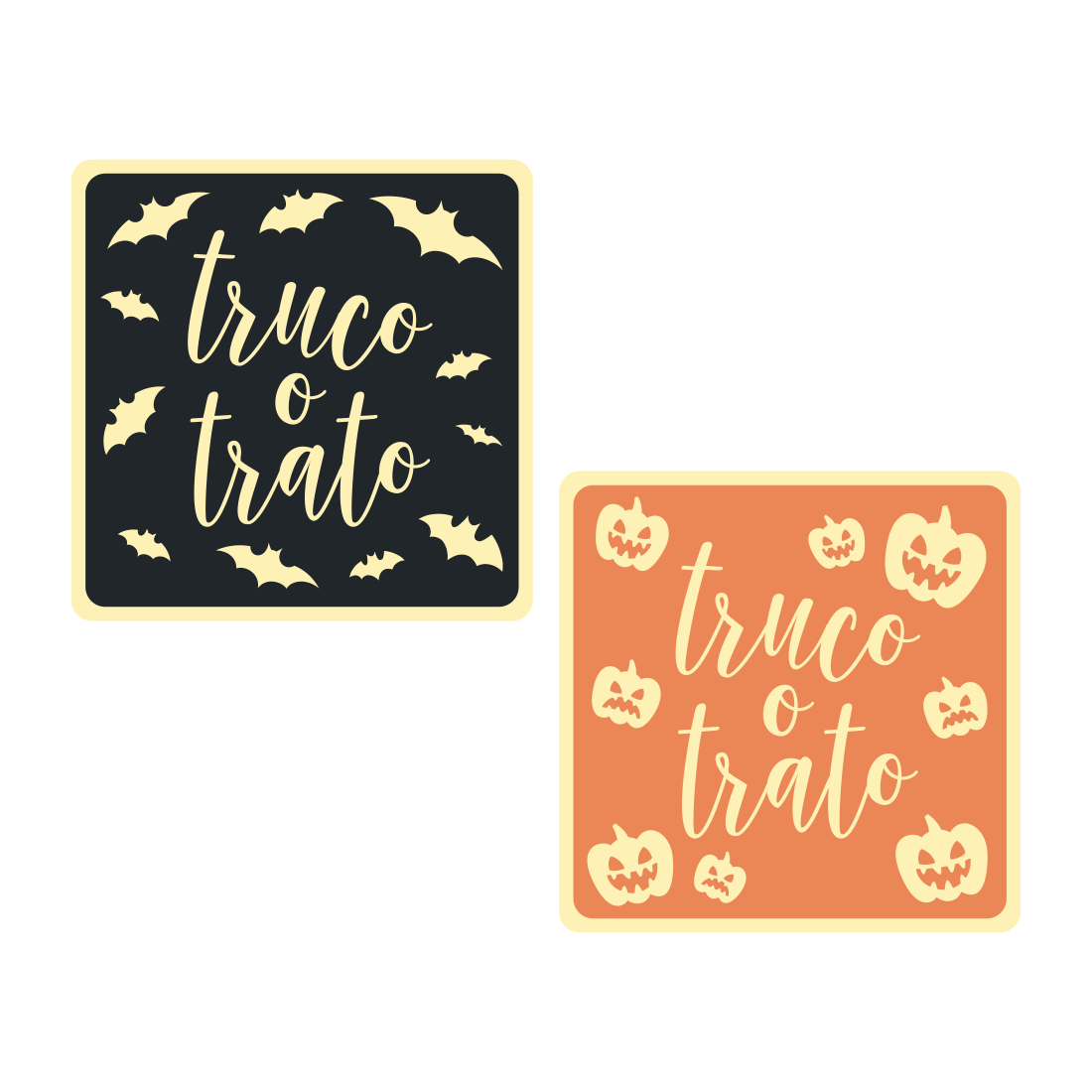 Placa *Truco o trato* de chocolate blanco 30x30 mm (224 u.)