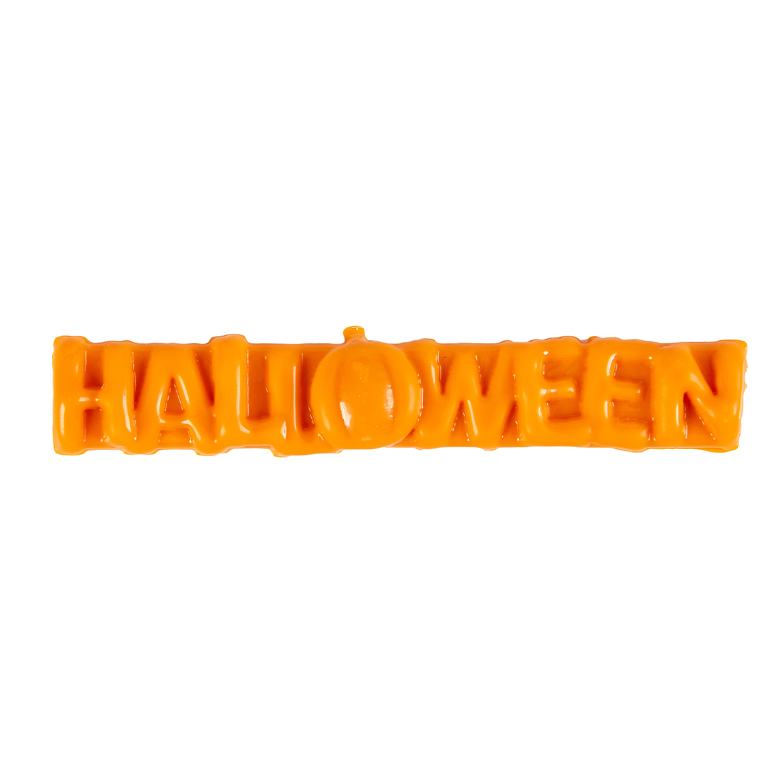 Letrero naranja *Halloween* de chocolate blanco 90x18 mm (24 u.)