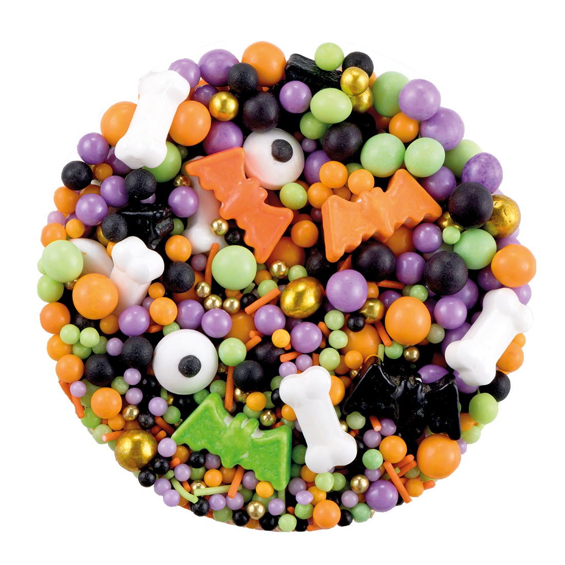 Mix Halloween murciélagos, ojos, huesos y varios de azúcar (500 g)