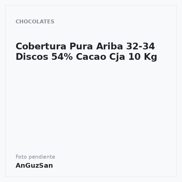 Cobertura Pura Ariba 32-34 Discos 54% Cacao Cja 10 Kg