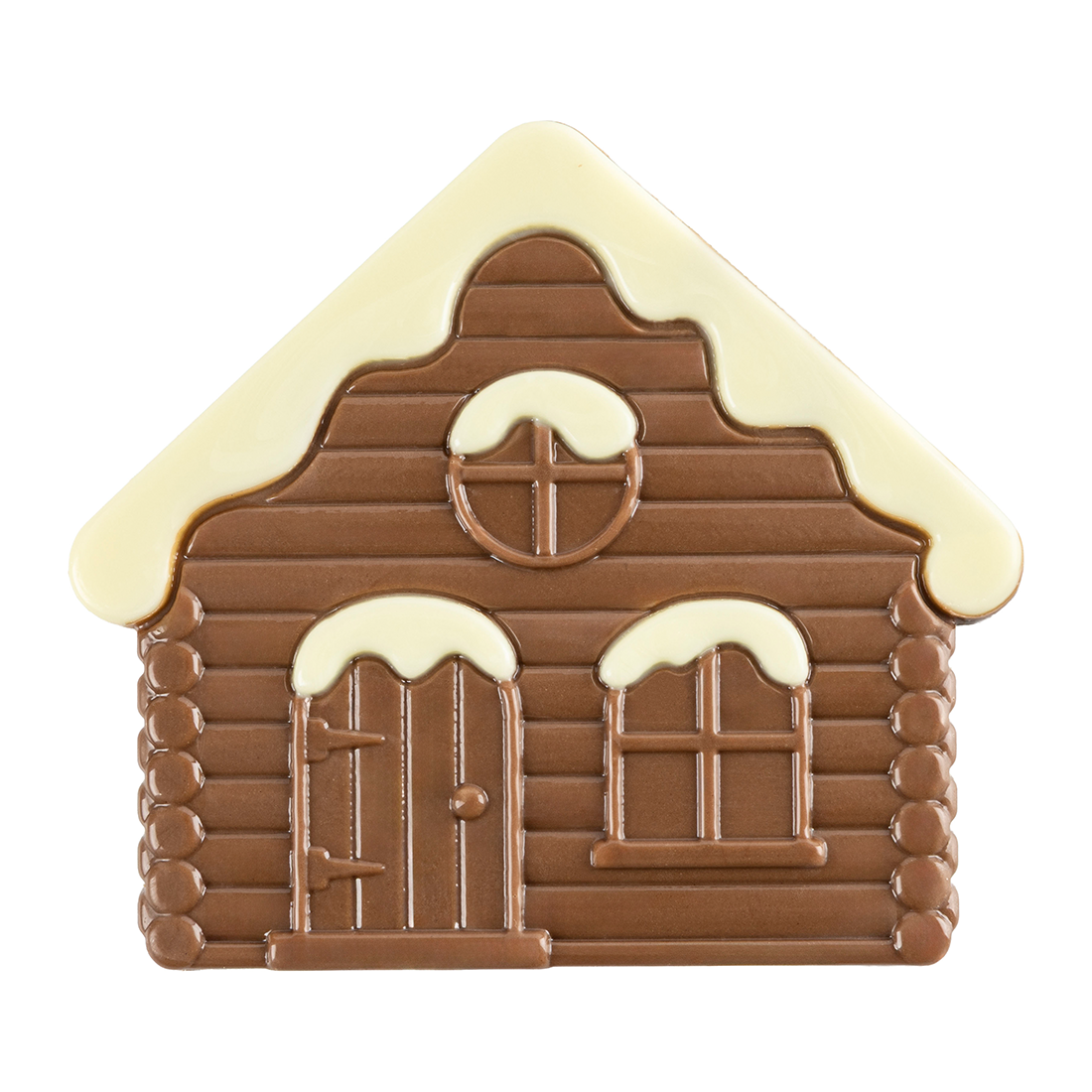 Final de tronco casa de chocolate con leche y blanco 90x85 mm (40 u.)