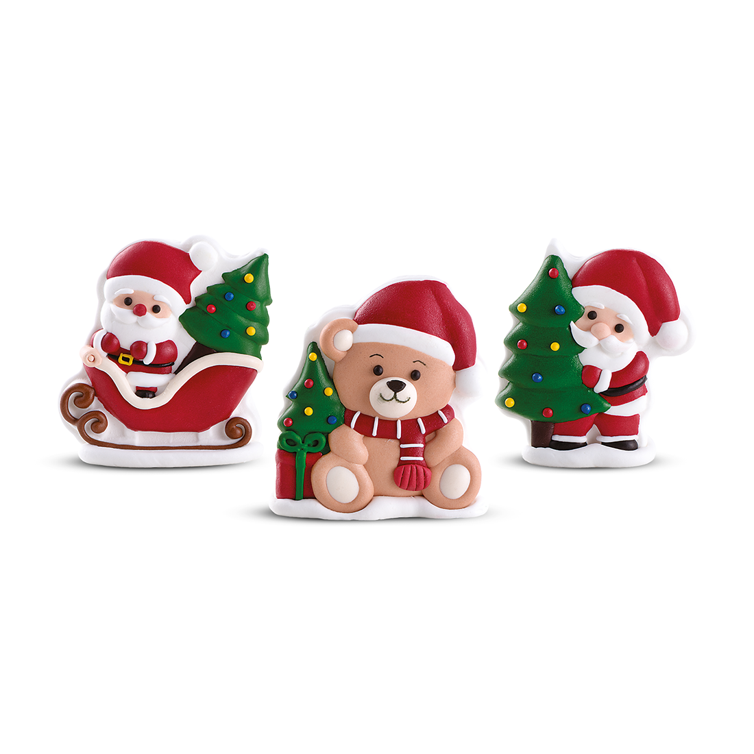 Papá Noel, trineo y oso de azúcar h55-60 mm (24 u.)