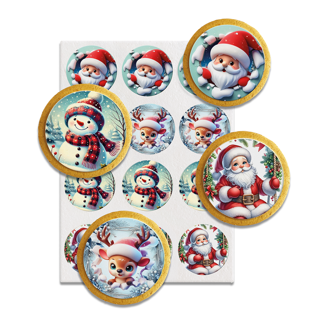 Discos para galletas y cupcakes de Navidad de azúcar ø60 mm (10 hojas / 120 u.)