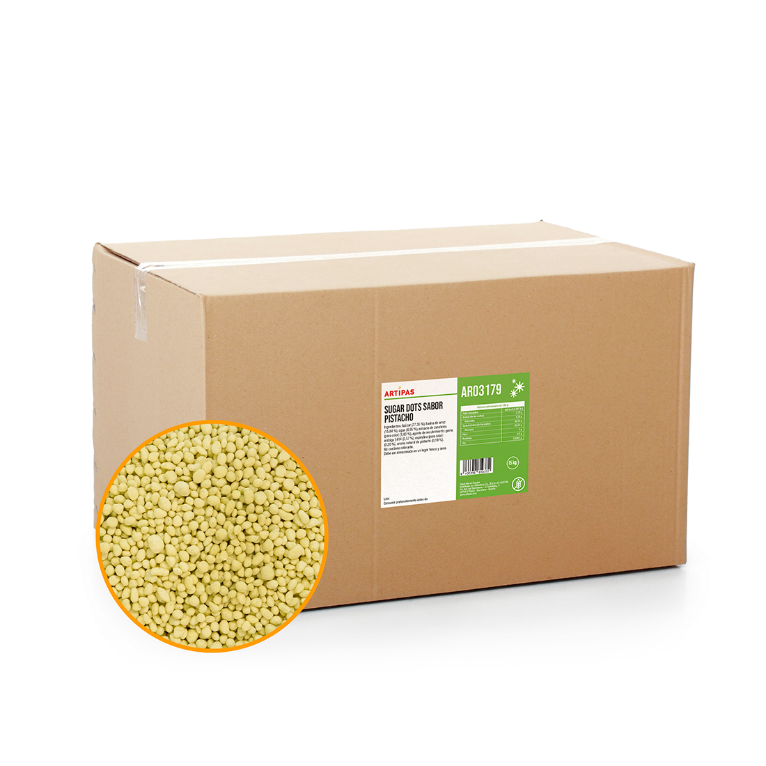 Sugar Dots Sabor Pistacho (15 kg) · ref AR03179