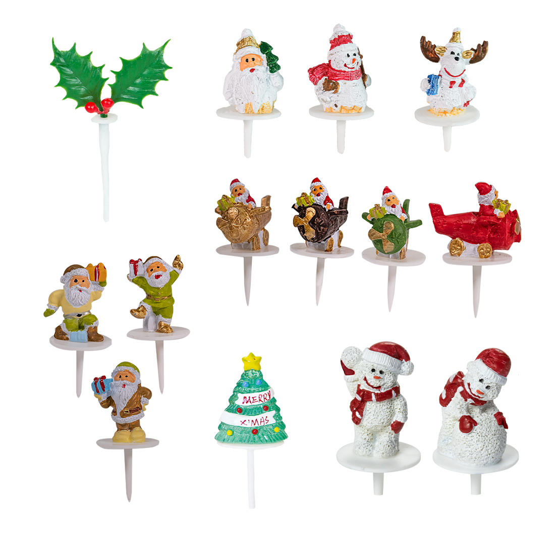 Pick navideño surtido de plástico h53-60 mm (24 u.)