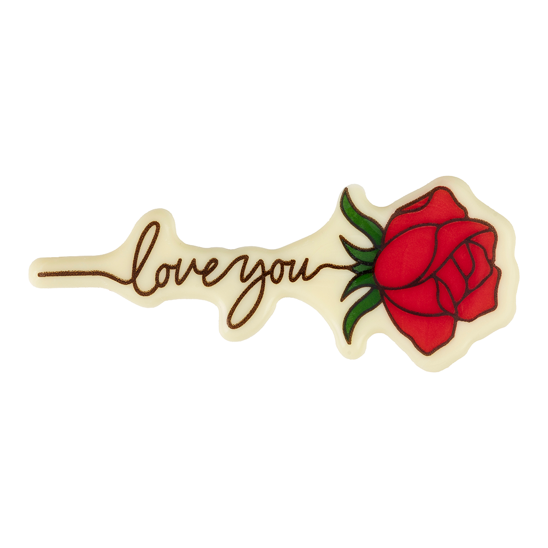 Rosa roja "love you" Chocolate blanco 114x46 mm (40 u.)