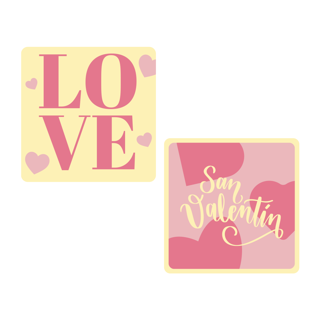 Placas *Love* y *San Valentín* de chocolate blanco 30x30 mm (224 u.)