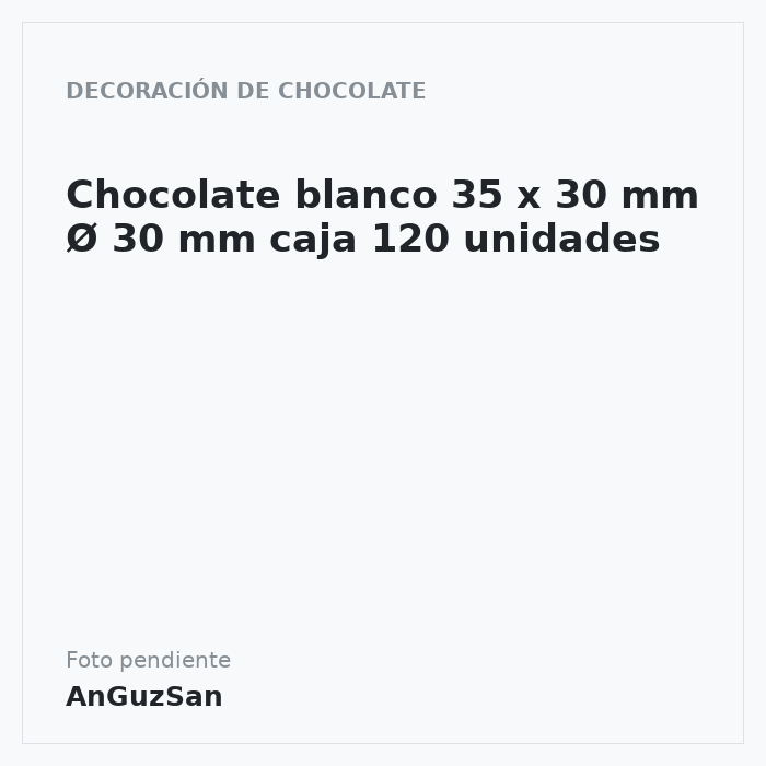 Chocolate blanco 35 x 30 mm Ø 30 mm caja 120 unidades · Artipas