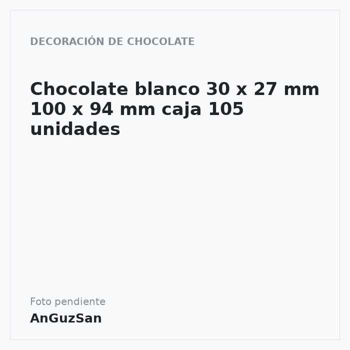 Corazón Origami Chocolate Blanco 30x27 mm (105 u.) · 105 unidades · Artipas