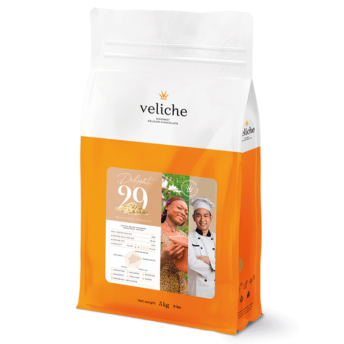 Delight 29. Cobertura de Chocolate Blanco 29 % 5 Kg
