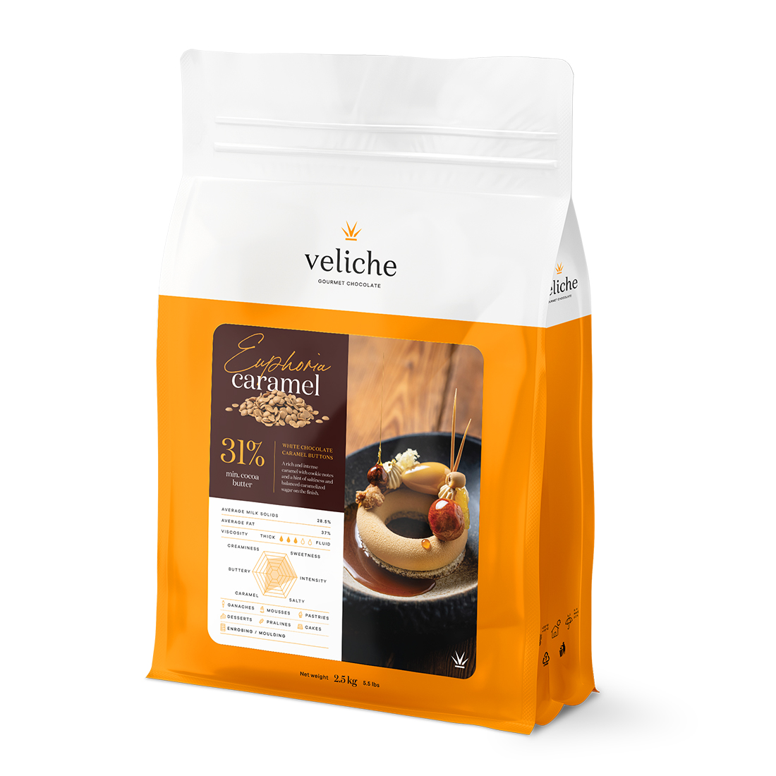 Caramel Euphoria 31. Cobertura de Chocolate Blanco 31 % y Caramelo 2,5 kg
