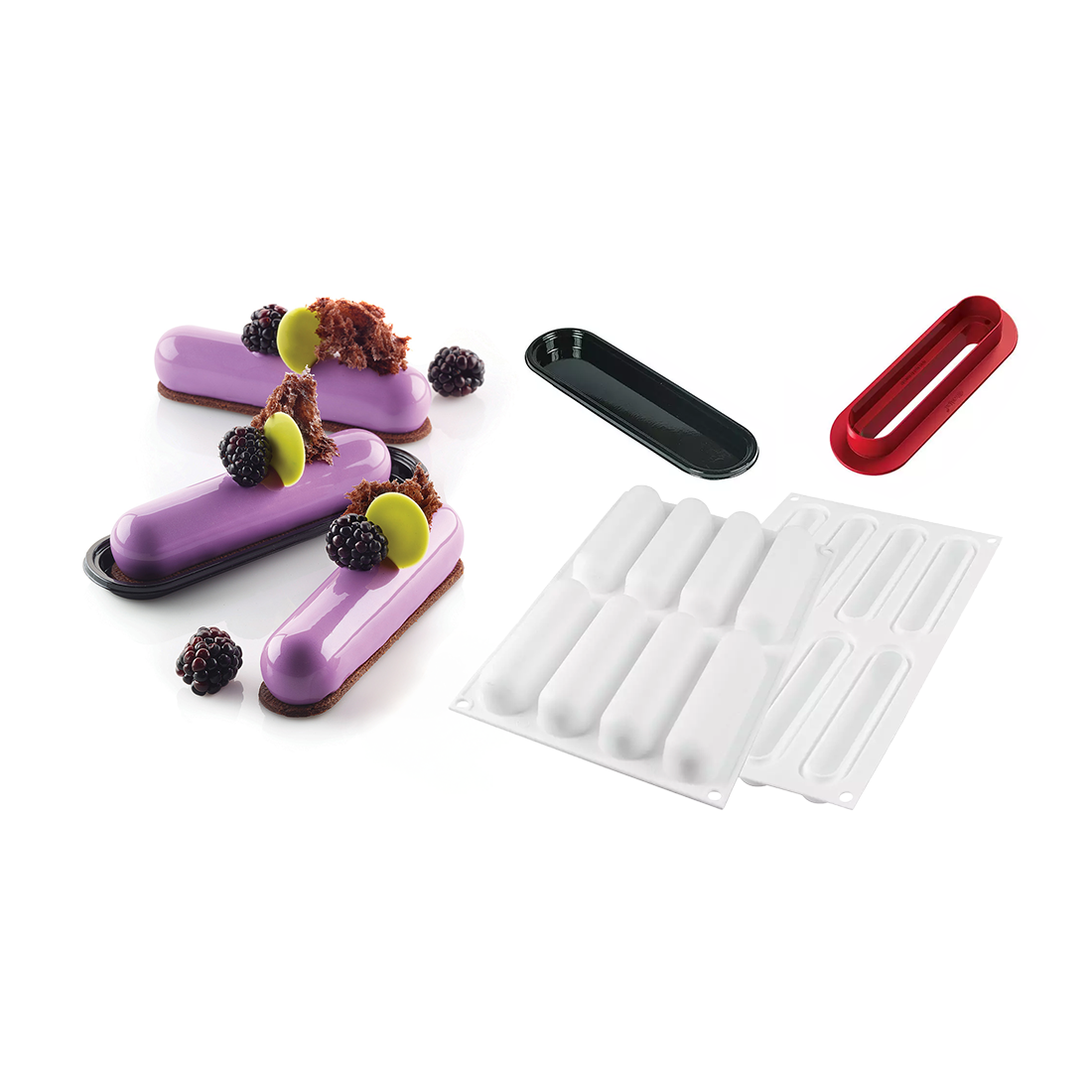Molde Fingers de silicona 8 piezas 130x27 mm 100 ml + 10 bandejas + cortante (1 Set)