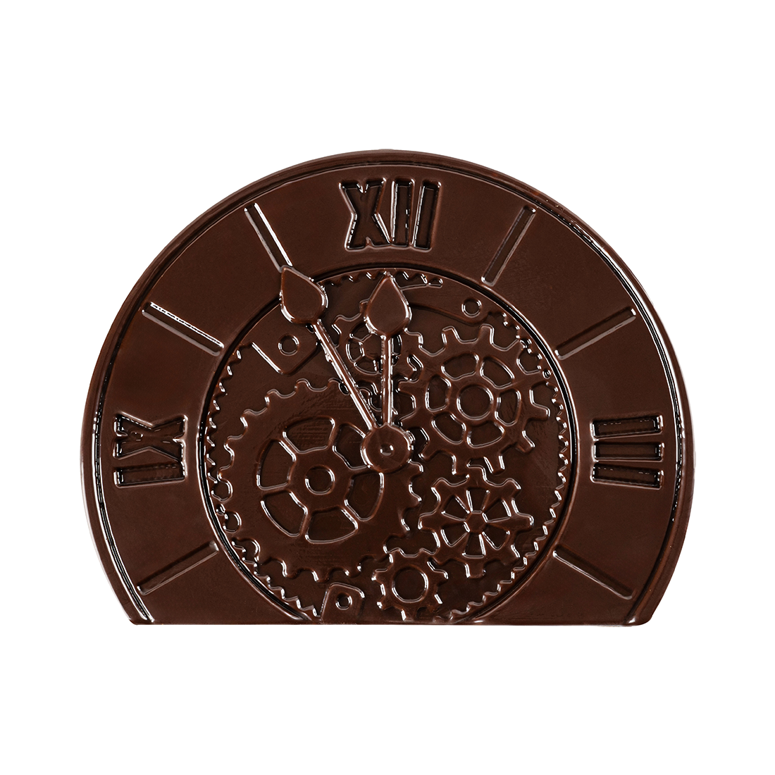 Final de Tronco Reloj de Chocolate Negro 100x80 mm (40 u.)