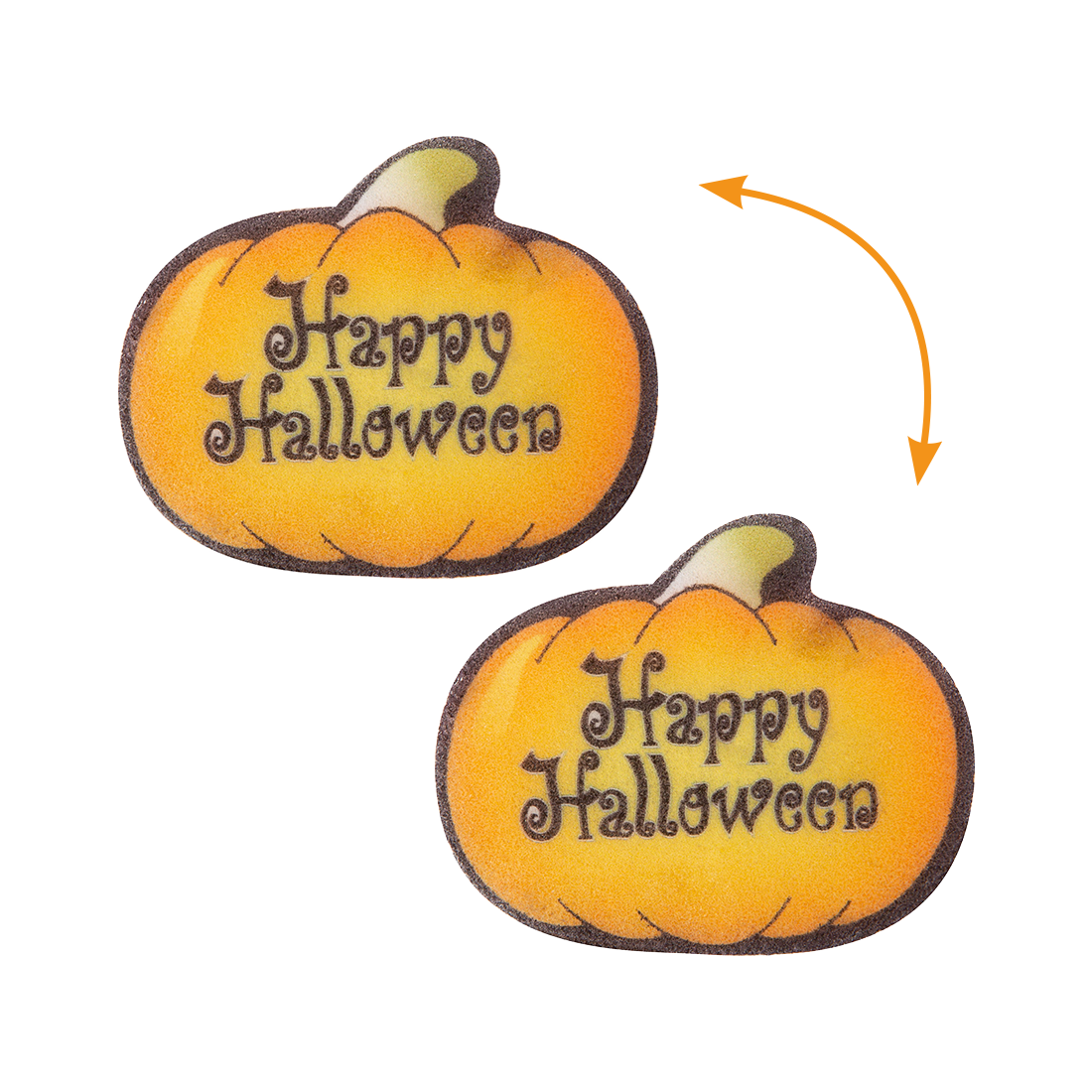 Calabaza Happy Halloween a Doble Cara de Oblea 50x40 mm (100 u.)