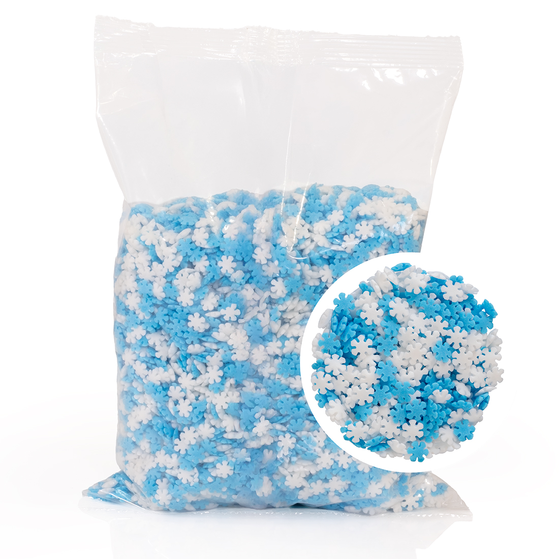 Mix Navidad Copos de Nieve Blancos y Azules de Azúcar (1 kg)