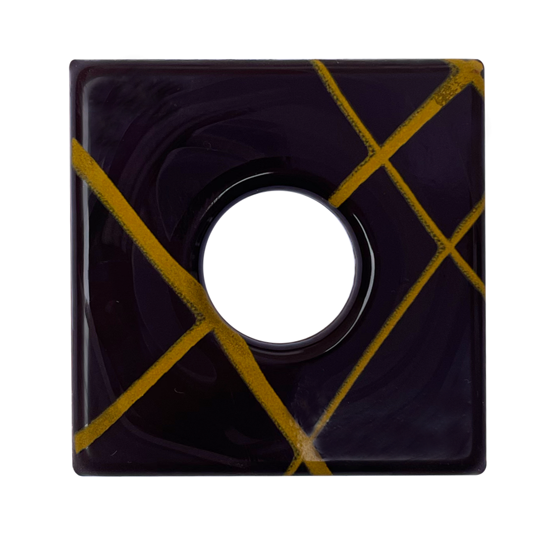 Cuadrado de líneas oro con agujero de Chocolate negro 46 x 46 mm (90 u.)