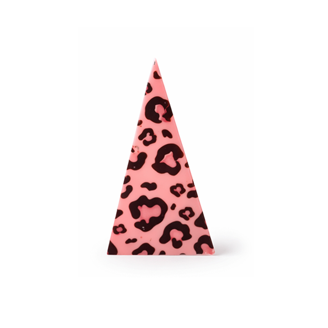 Placa triangular animal print rosa de chocolate blanco 70 x 35 mm (150 u.)