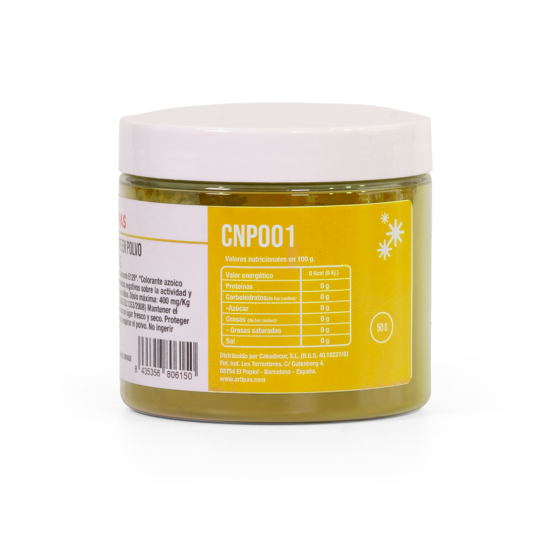 Colorante natural en polvo hidro/liposoluble amarillo 20-50 µm (50 g)