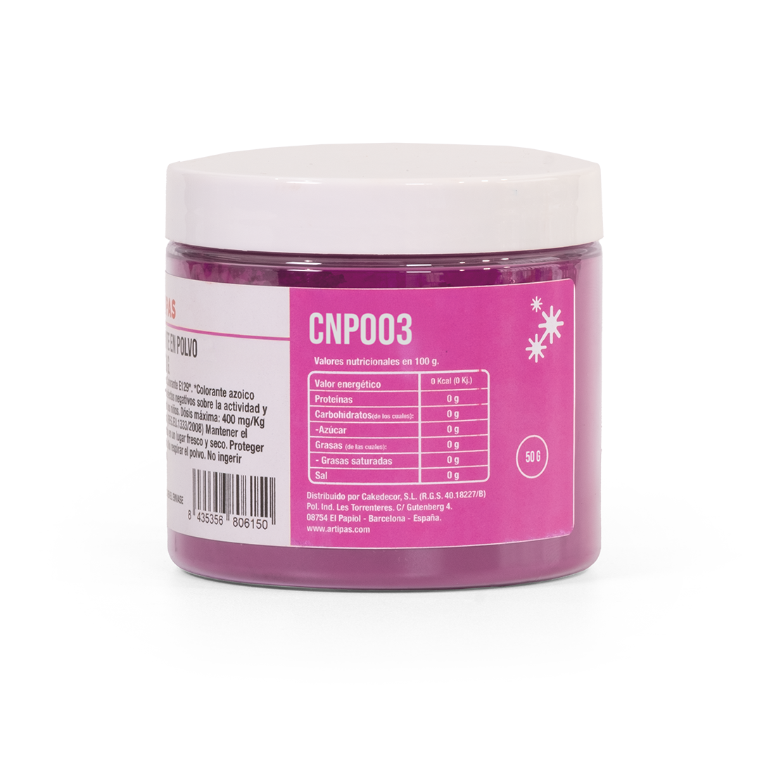 Colorante natural en polvo hidro/liposoluble rosa 20-50 µm (50 g)
