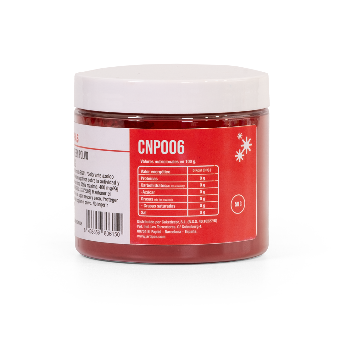 Colorante natural en polvo hidro/liposoluble rojo 20-50 µm (50 g)