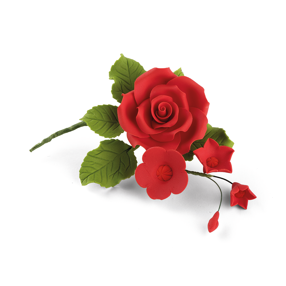 Bouquet rosa roja de pastillaje Ø150 mm (8 u.)