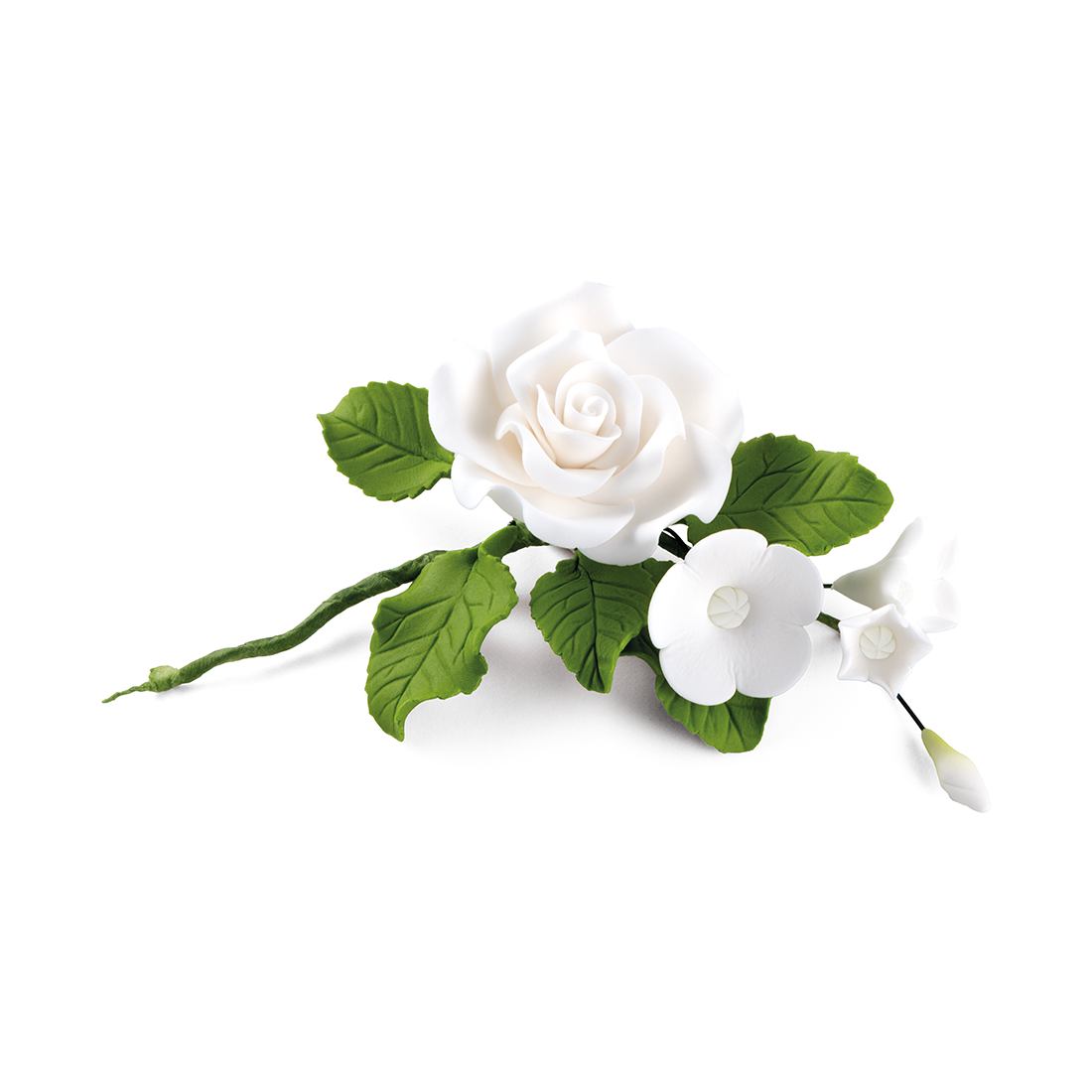 Bouquet rosa blanca de pastillaje Ø150 mm (8 u.)