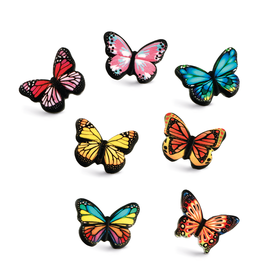 Surtido de mariposas multicolor de azúcar h30 mm (144 u.)