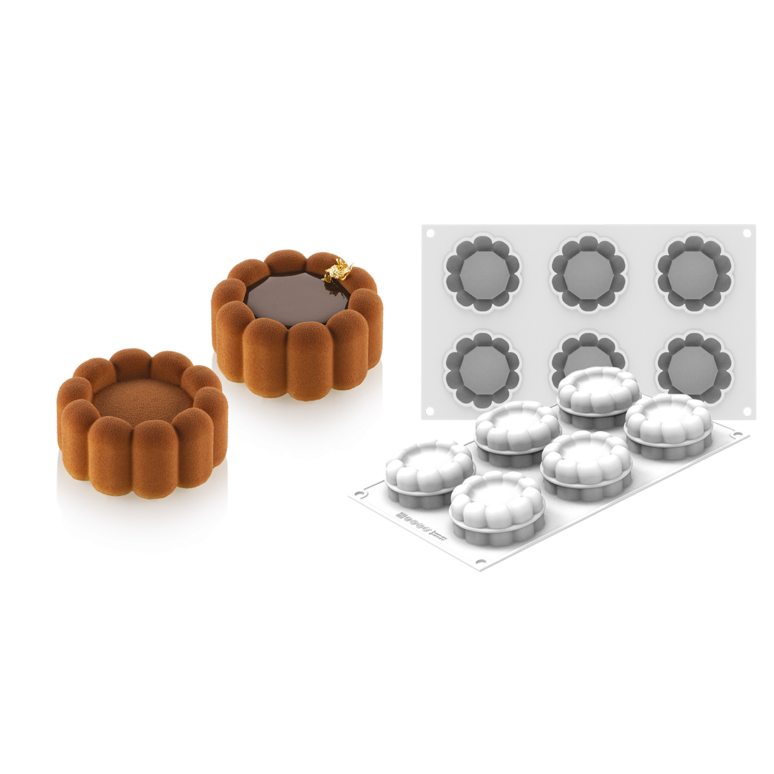 Molde Charlotte de silicona 6 piezas Ø70 h33 mm 100 ml (1 u.)