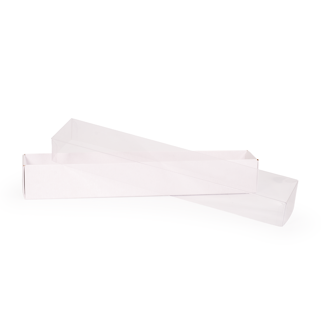 Caja blanca de cartón + tapa de acetato -Anónima- 260x45 h40 mm (25 u.)