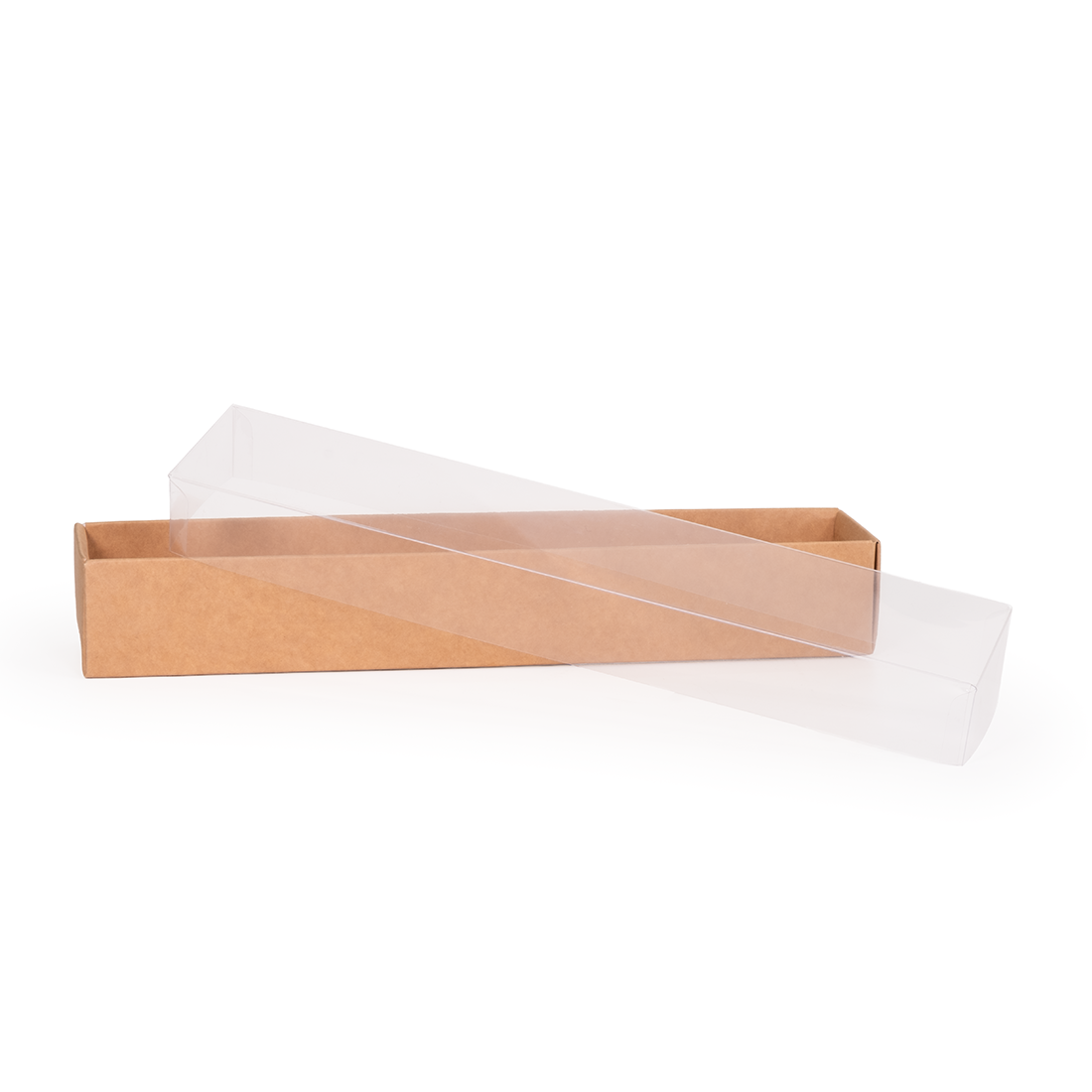 Caja kraft de cartón + tapa de acetato -Anónima- 260x45 h40 mm (25 u.)