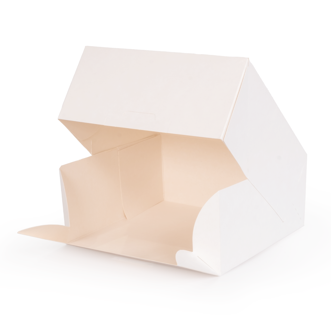 Caja cuadrada apertura lateral blanca de cartón -Anónima- 180x180 h130 mm (25 u.)