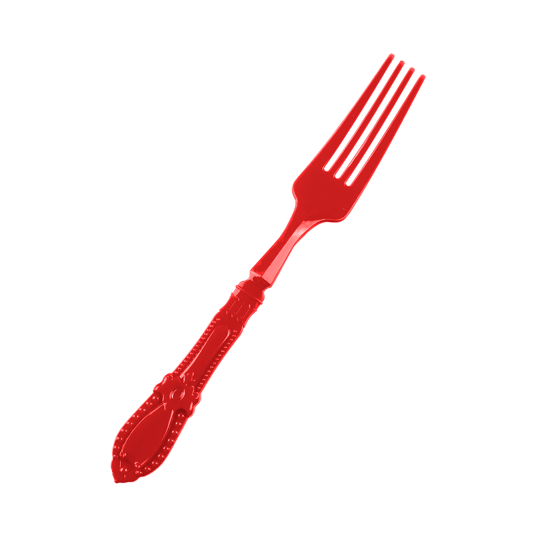 Mini tenedor barroco rojo de poliestireno 95x12 h10,8 mm (25 u.)