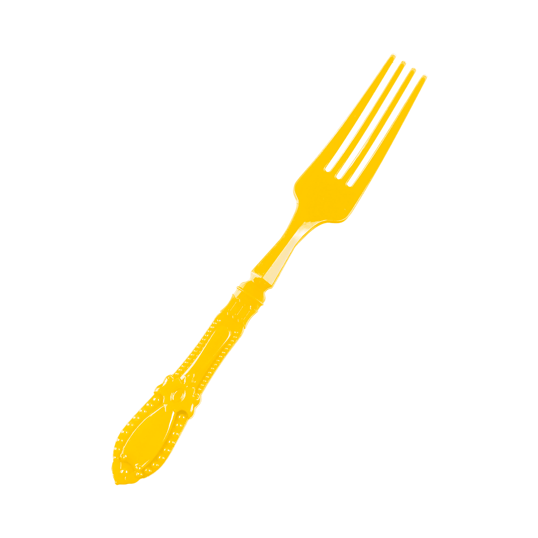 Mini tenedor barroco amarillo de poliestireno 95x12 h10,8 mm (25 u.)