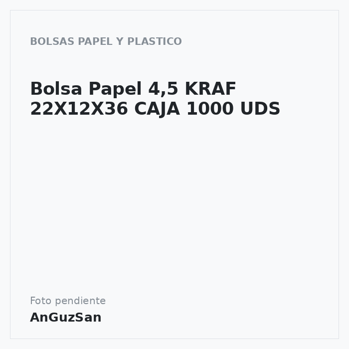 Bolsa Papel 4,5 KRAF 22X12X36 CAJA 1000 UDS