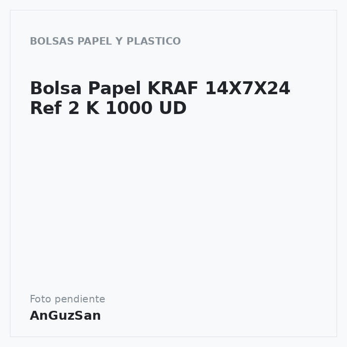 Bolsa Papel KRAF 14X7X24 Ref 2 K 1000 UD