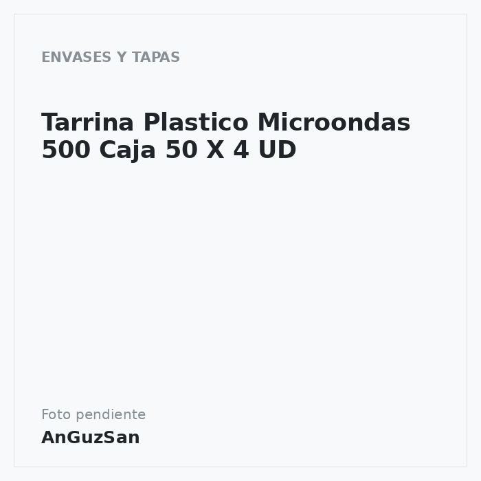 Tarrina Plastico Microondas 500 Caja 50 X 4 UD 