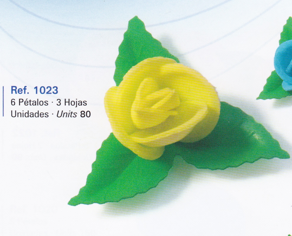 Oblea Flor Rf 1023 6 petalos 3 Hojas C/ 80 Uds